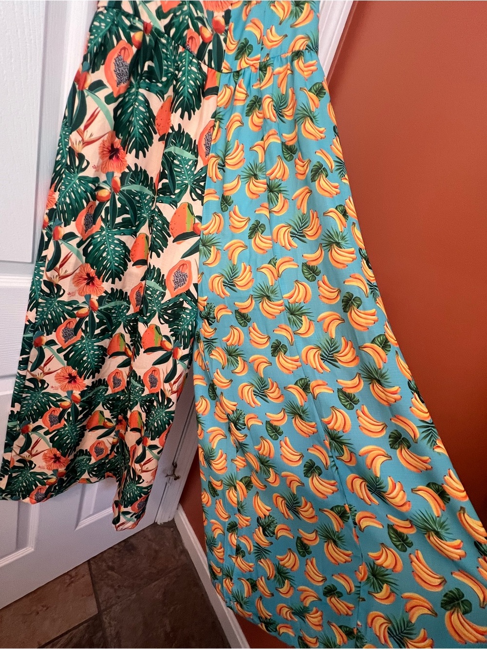 SHEIN Tropical wide leg jumper - Teal, Green & Yellow Banana Print - Picture 2 of 5